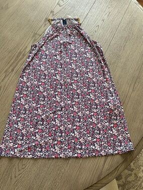 Michael Kors Navy Floral Halter Dress with Pink Accents